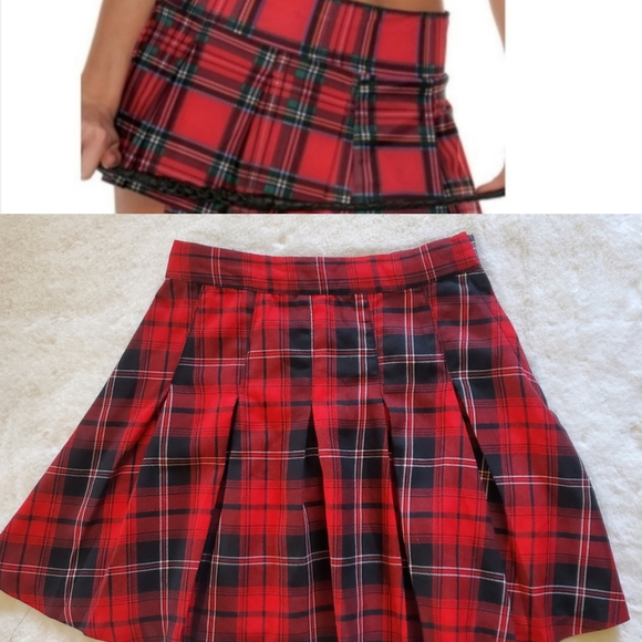 Divided Multicolored Plaid School Girl mini Skirt Size 2 - Picture 1 of 10